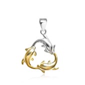 Pandantiv argint placat partial cu aur galben cu delfini DiAmanti SP03605A-AS